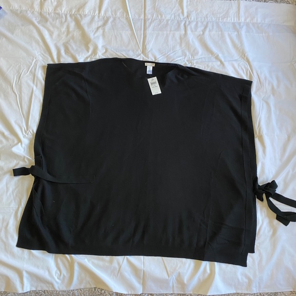 NWT J.JILL Black Merino Wool Tencel Poncho Minimalist Layering OS - NEW - Picture 11 of 13